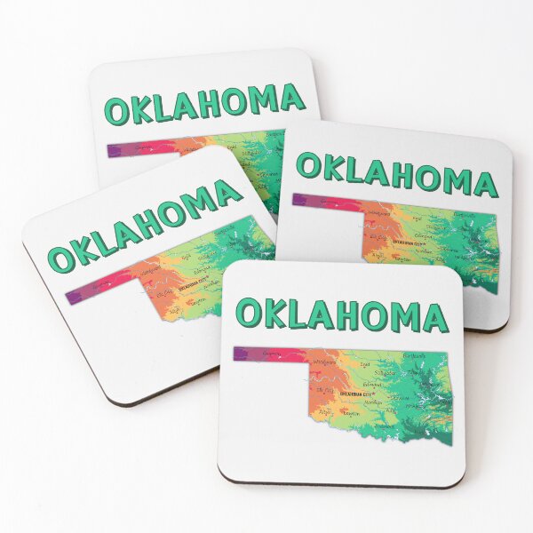 Item preview, Vintage Oklahoma Map - Colorful Terrain Art designed and sold by mashmosh.