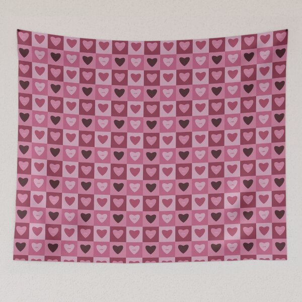 Item preview, Love hearts loving pink romantic Checker board patterns  designed and sold by wenjunior.