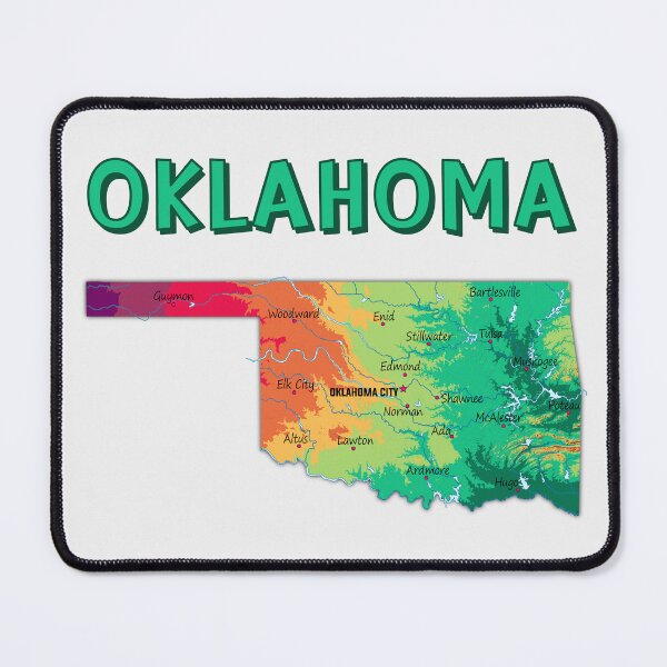 Item preview, Vintage Oklahoma Map - Colorful Terrain Art designed and sold by mashmosh.