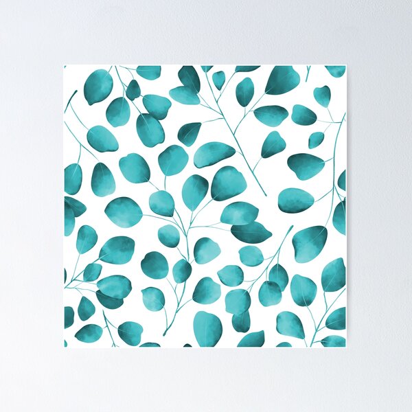 Item preview, Dancing Eucalyptus Leaves - Teal on White BG designed and sold by thecolorbirdie.