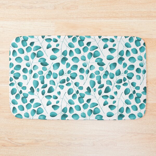 Item preview, Dancing Eucalyptus Leaves - Teal on White BG designed and sold by thecolorbirdie.