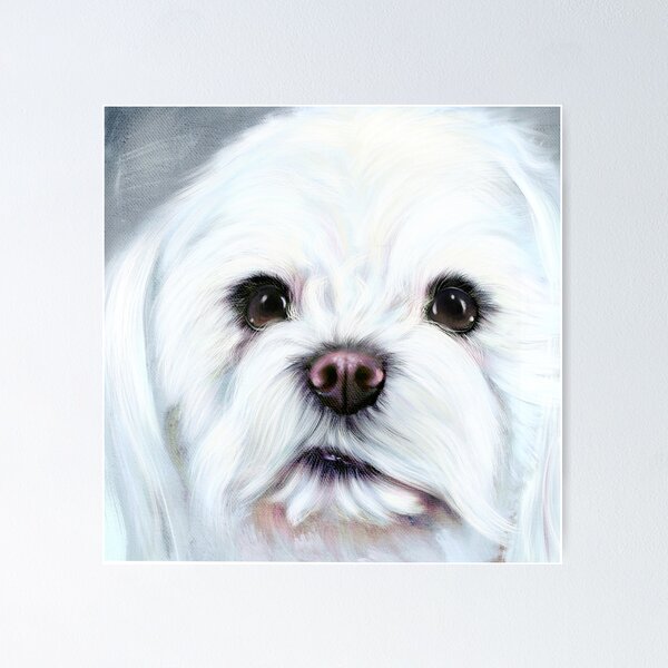 Item preview, White Bichon Frise Portrait – Gentle Dog Oil Painting designed and sold by MadeByKristina.