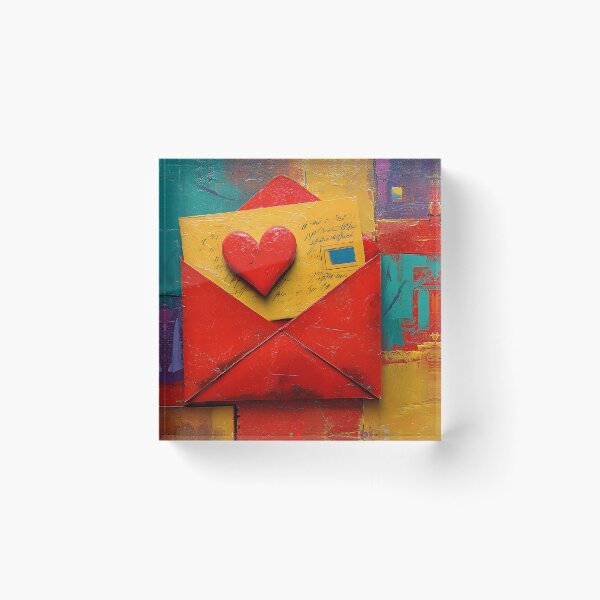 Item preview, Valentine Envelope Sealed with Heart Amid Vibrant Red Yellow and Blue Background designed and sold by OlfactoART Studio.