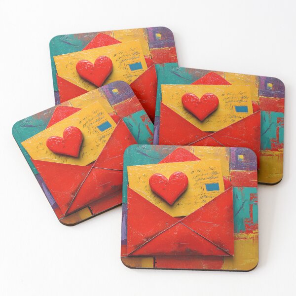 Item preview, Valentine Envelope Sealed with Heart Amid Vibrant Red Yellow and Blue Background designed and sold by OlfactoART Studio.