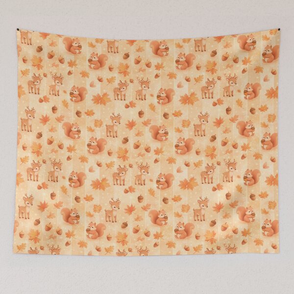 Item preview, Watercolor Seamless Autumn Forest Animals Pattern designed and sold by juthamas8426.