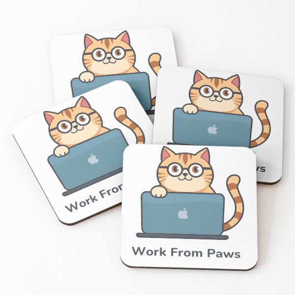 Item preview, Work From Paws – Cute Cat Working on Laptop Illustration designed and sold by hawai3000.