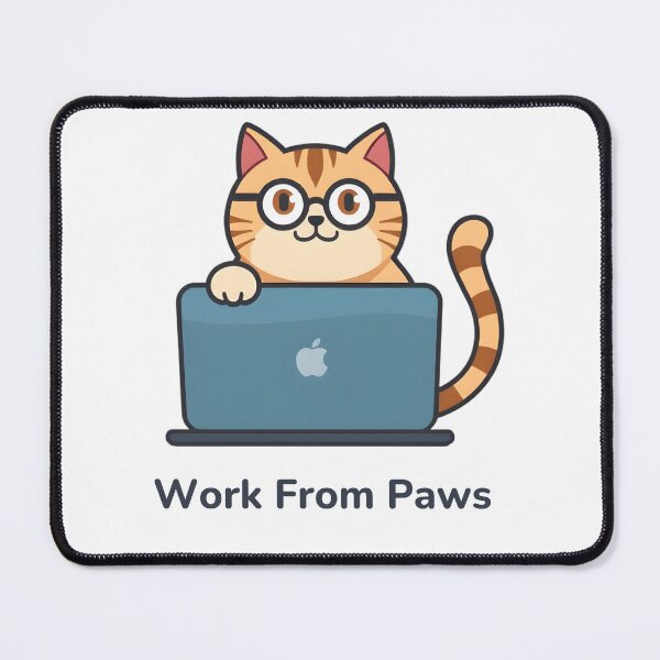 Item preview, Work From Paws – Cute Cat Working on Laptop Illustration designed and sold by hawai3000.