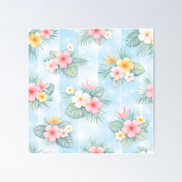 Item preview, Tropical Floral Pattern on Light Blue designed and sold by juthamas8426.