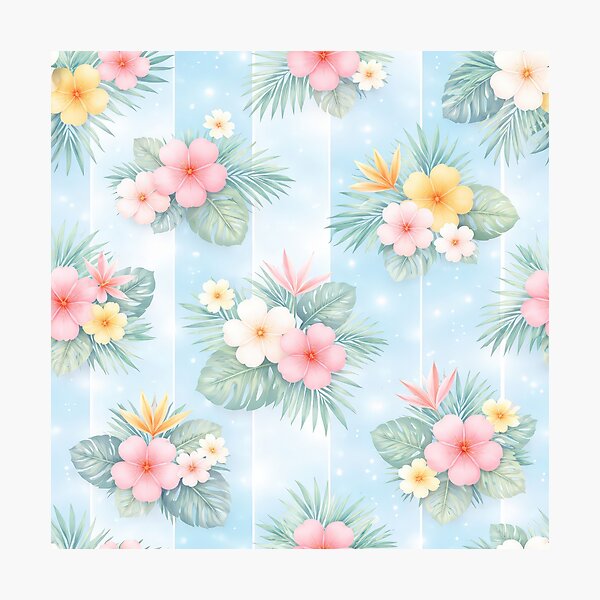 Item preview, Tropical Floral Pattern on Light Blue designed and sold by juthamas8426.