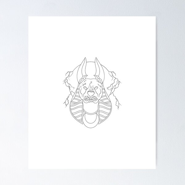 Item preview, Sacred Pit Bull Tattoo Line Art designed and sold by Color for Balance .