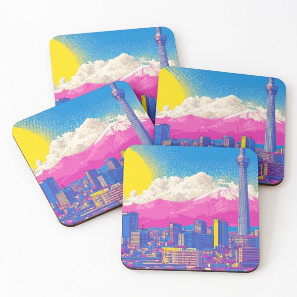 Item preview, Tokyo Pop Art – Neon Sun & Pink Mount Fuji designed and sold by SkylineVistas Designs.