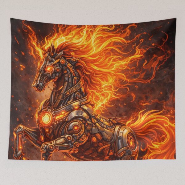 Item preview, Fire Horse 2026 – Steampunk Robotic Zodiac Art designed and sold by PunchDrop.