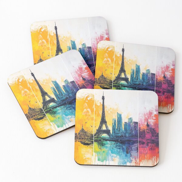 Item preview, Eiffel Tower – Rainbow Paris Skyline Triptych designed and sold by SkylineVistas Designs.