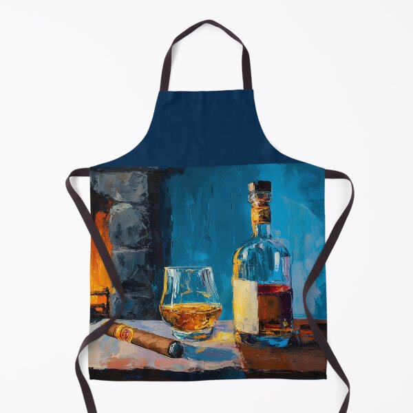 Item preview, Whiskey Bottle and Glass with Lit Cigar by Glowing Fireplace designed and sold by OlfactoART Studio.
