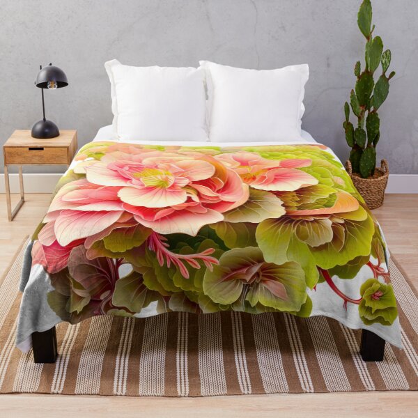 Item preview, Soft Peach and Coral Begonia Floral Bouquet Illustration designed and sold by CharlieDesings.
