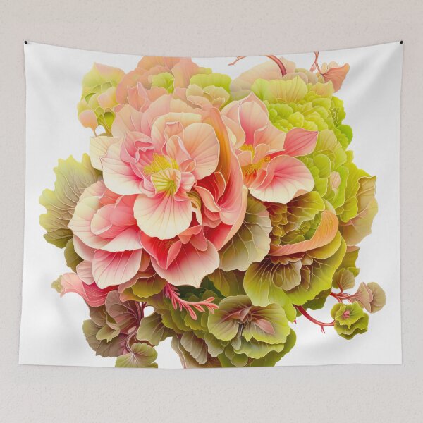 Item preview, Soft Peach and Coral Begonia Floral Bouquet Illustration designed and sold by CharlieDesings.