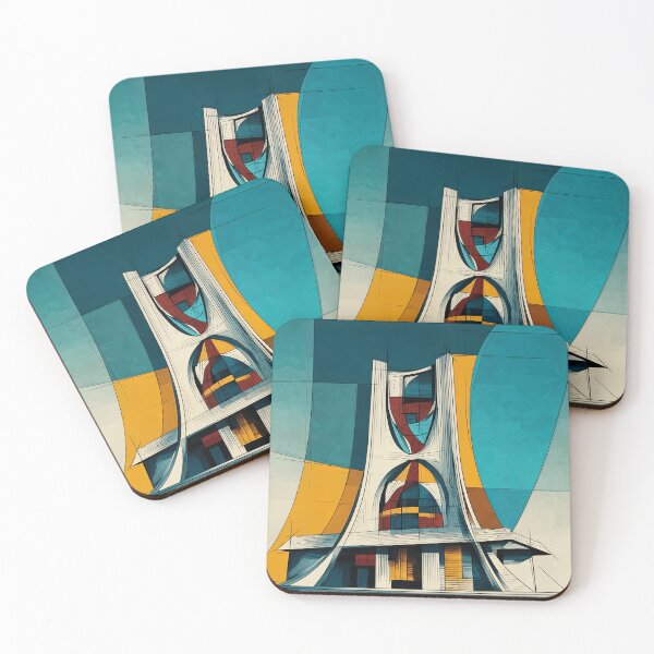 Item preview, Futuristic Modernist Building with Sharp Geometric Shapes and Vibrant Colors designed and sold by OlfactoART Studio.