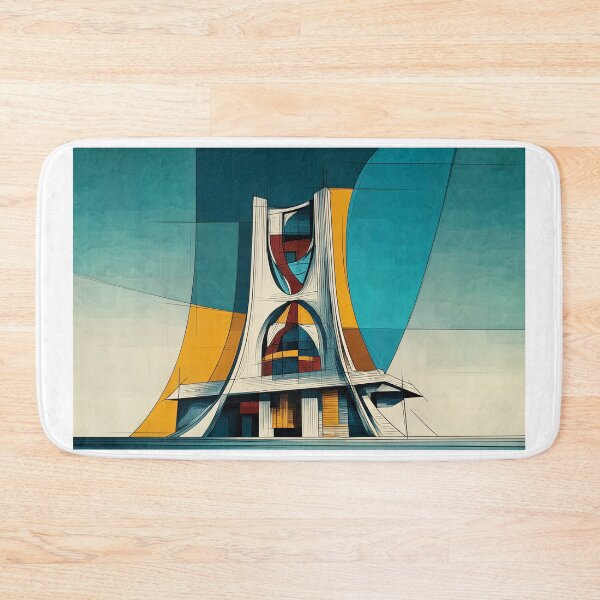 Item preview, Futuristic Modernist Building with Sharp Geometric Shapes and Vibrant Colors designed and sold by OlfactoART Studio.