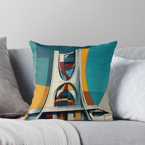 Item preview, Futuristic Modernist Building with Sharp Geometric Shapes and Vibrant Colors designed and sold by OlfactoART Studio.