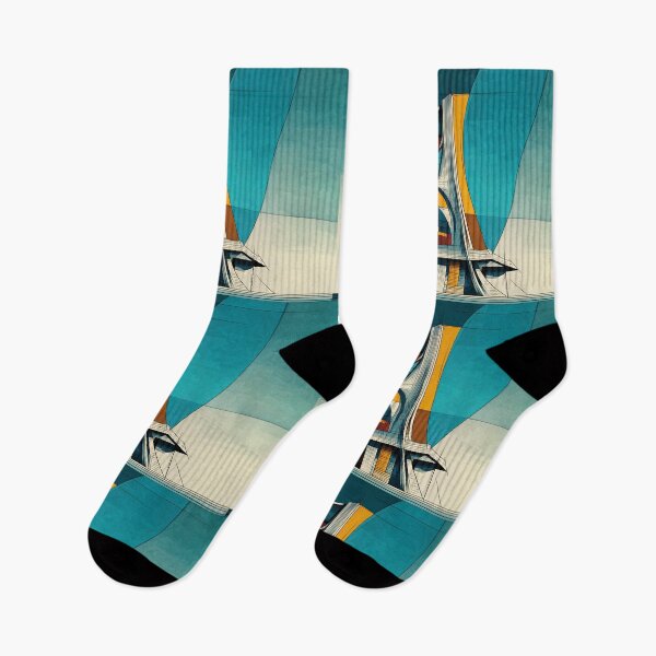 Item preview, Futuristic Modernist Building with Sharp Geometric Shapes and Vibrant Colors designed and sold by OlfactoART Studio.