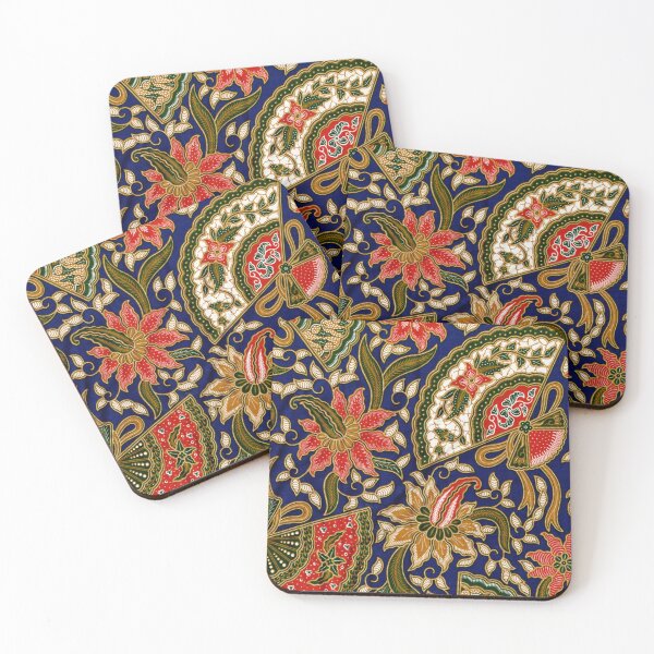 Item preview, Indonesian Batik Floral Pattern With Fans designed and sold by Vicky Brago-Mitchell®.
