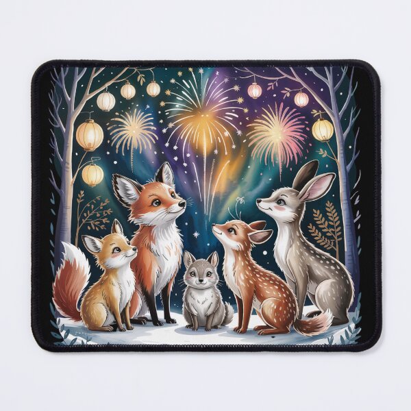 Item preview, New Year’s Eve Forest Celebration – Woodland Animals Illustration designed and sold by SoftStyleStudio ⭐⭐⭐.