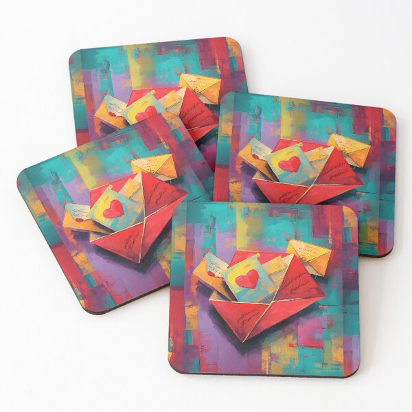 Item preview, Valentine Envelopes Bursting with Red Hearts and Vibrant Colorful Patterns designed and sold by OlfactoART Studio.