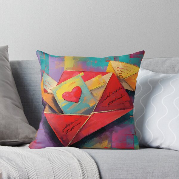 Item preview, Valentine Envelopes Bursting with Red Hearts and Vibrant Colorful Patterns designed and sold by OlfactoART Studio.