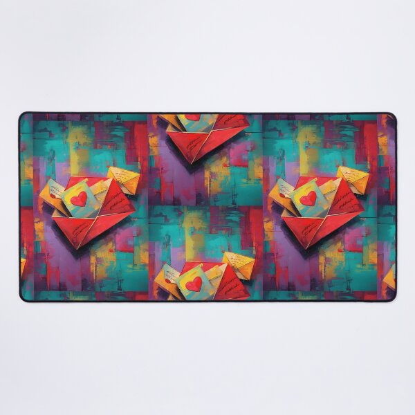 Item preview, Valentine Envelopes Bursting with Red Hearts and Vibrant Colorful Patterns designed and sold by OlfactoART Studio.