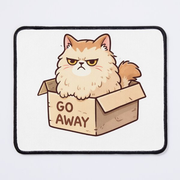 Item preview, Funny Grumpy Cat in Box - Go Away Introvert Sticker designed and sold by InkognitoPrints.