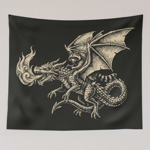 Item preview, Raccoon Drogon Rider Mythical Beast Fantasy designed and sold by Y-Vibes.