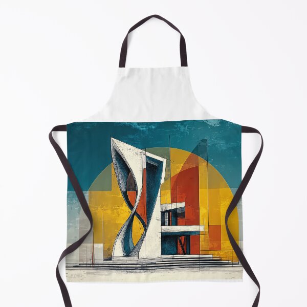 Item preview, Spiral Modern Architecture in Bold Primary Colors Against Abstract Geometric Backdrop designed and sold by OlfactoART Studio.