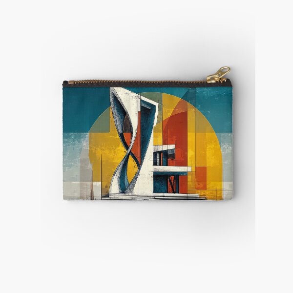 Item preview, Spiral Modern Architecture in Bold Primary Colors Against Abstract Geometric Backdrop designed and sold by OlfactoART Studio.