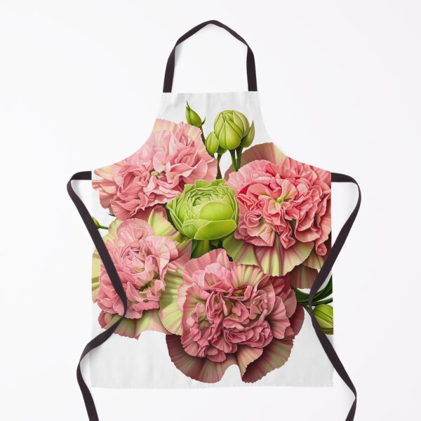 Item preview, Bouquet of Pink Carnations and Green Flower Buds Illustration designed and sold by CharlieDesings.