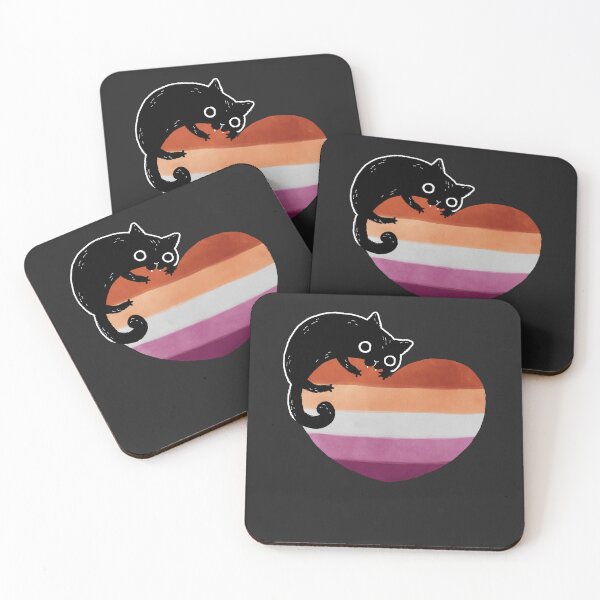 Item preview, Lesbian Black Cat Heart LGBT Gay Pride Flag designed and sold by Clara Hollins.