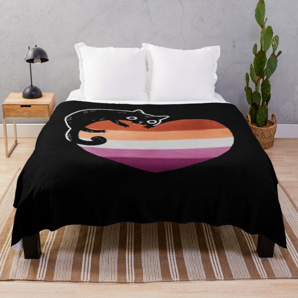 Item preview, Lesbian Black Cat Heart LGBT Gay Pride Flag designed and sold by Clara Hollins.