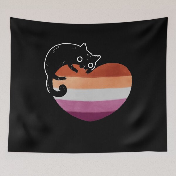 Item preview, Lesbian Black Cat Heart LGBT Gay Pride Flag designed and sold by Clara Hollins.
