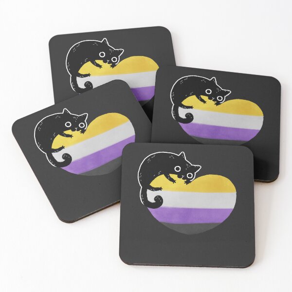 Item preview, Nonbinary Black Cat Heart LGBT Pride Flag designed and sold by Clara Hollins.