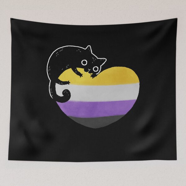 Item preview, Nonbinary Black Cat Heart LGBT Pride Flag designed and sold by Clara Hollins.