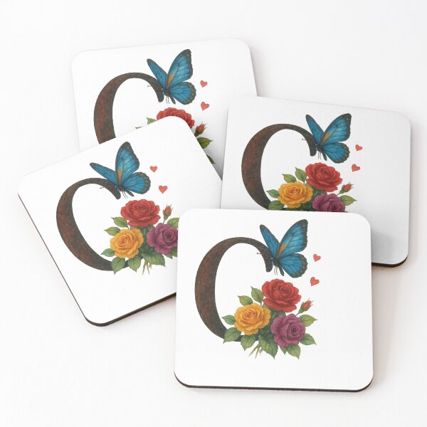 Item preview, Alphabet C with flowers and butterflies designed and sold by Shandiz Design.