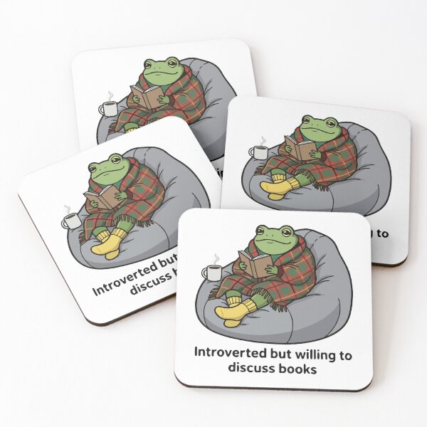 Item preview, Cozy Introvert Frog Reading in Beanbag Chair with Plaid Blanket designed and sold by Floomart.