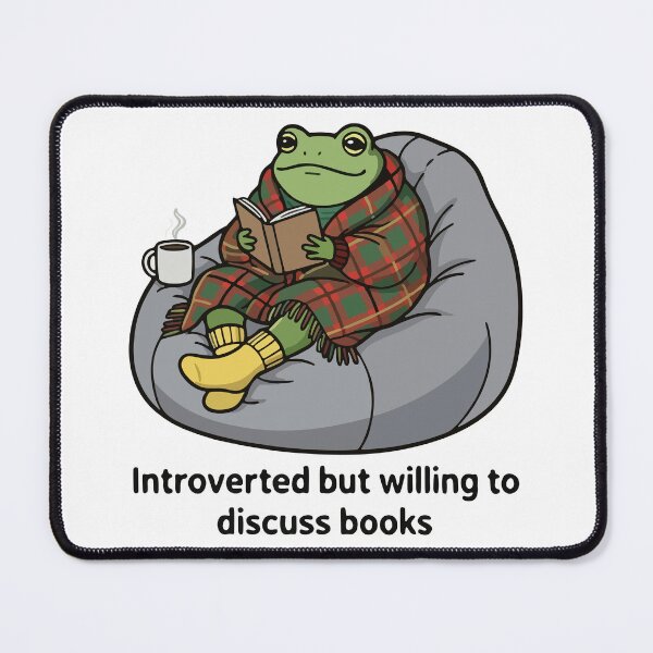 Item preview, Cozy Introvert Frog Reading in Beanbag Chair with Plaid Blanket designed and sold by Floomart.
