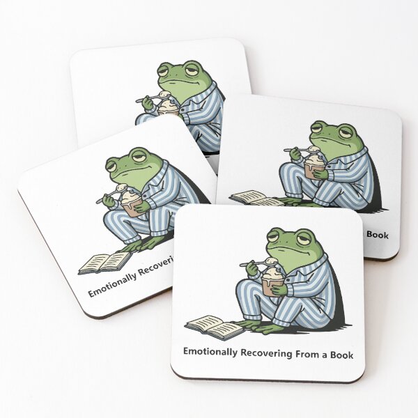 Item preview, Funny Frog Recovering From Emotional Book Hangover With Ice Cream designed and sold by Floomart.