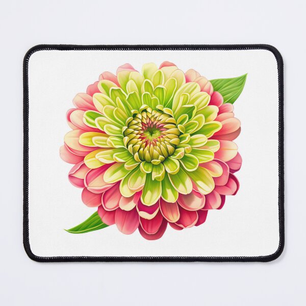 Item preview, Vibrant Multi-layered Zinnia Flower in Pink and Lime Green designed and sold by CharlieDesings.