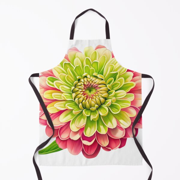 Item preview, Vibrant Multi-layered Zinnia Flower in Pink and Lime Green designed and sold by CharlieDesings.