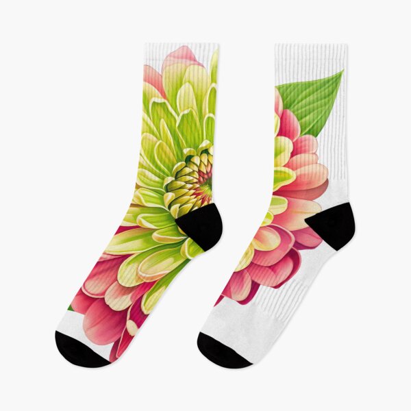 Item preview, Vibrant Multi-layered Zinnia Flower in Pink and Lime Green designed and sold by CharlieDesings.