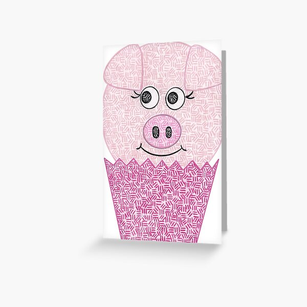 Pig Cupcake Greeting Card
