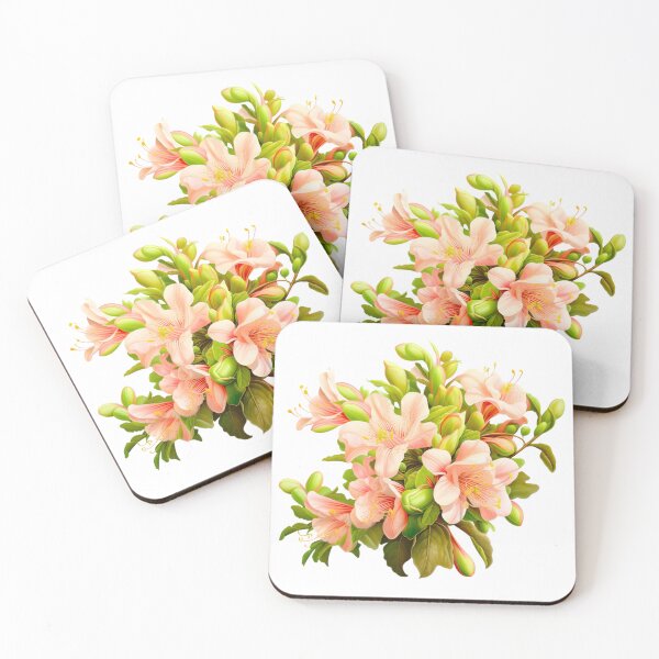 Item preview, Elegant Peach Azalea Bouquet with Green Buds and Foliage designed and sold by CharlieDesings.