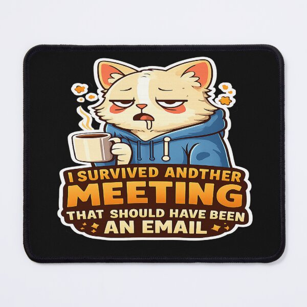 Artikelvorschau, Lustiger Büro-Katzenaufkleber – Ich habe ein weiteres Meeting überstanden, das eigentlich eine E-Mail hätte sein sollen – Bürohumor-Kaffee-Design entworfen und verkauft von FernandsOficial.