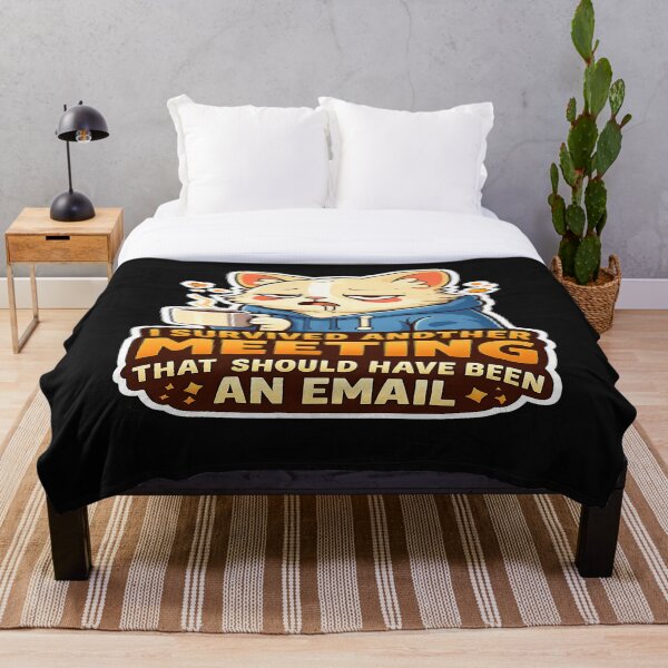Item preview, Funny Work Cat Sticker – I Survived Another Meeting That Should Have Been an Email – Office Humor Coffee Design designed and sold by FernandsOficial.